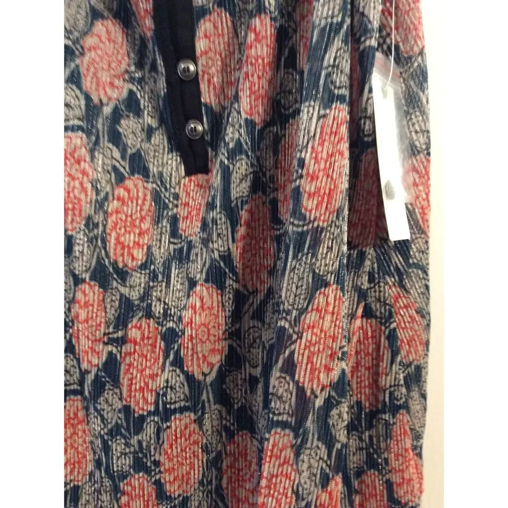 New NWT ANTHROPOLOGIE Maeve Floral Pleated Lightweight Flowy Metallic Cami Top M